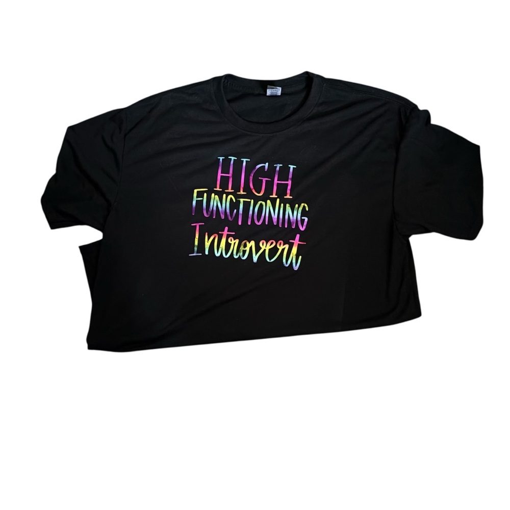 Gildan Black Performance Tee with colorful text! NEW!